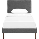 Macie Fabric Twin Platform Bed with Squared Tapered Legs by Lefancy