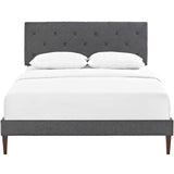 Tarah Fabric King Platform Bed with Squared Tapered Legs by Lefancy