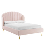 Lana Performance Velvet Queen Wingback Platform Bed by Lefancy