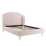 Lana Performance Velvet Queen Wingback Platform Bed by Lefancy