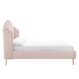 Lana Performance Velvet Queen Wingback Platform Bed by Lefancy