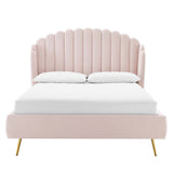 Lana Performance Velvet Queen Wingback Platform Bed by Lefancy