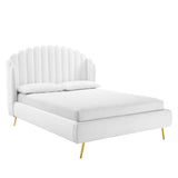 Lana Performance Velvet Queen Wingback Platform Bed by Lefancy