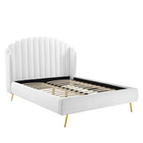 Lana Performance Velvet Queen Wingback Platform Bed by Lefancy