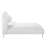 Lana Performance Velvet Queen Wingback Platform Bed by Lefancy