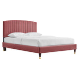 Alessi Performance Velvet Queen Platform Bed by Lefancy