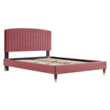 Alessi Performance Velvet Queen Platform Bed by Lefancy