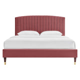 Alessi Performance Velvet Queen Platform Bed by Lefancy