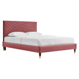 Roxanne Performance Velvet Queen Platform Bed by Lefancy