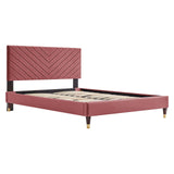 Roxanne Performance Velvet Queen Platform Bed by Lefancy