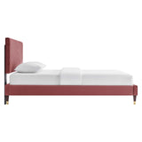 Roxanne Performance Velvet Queen Platform Bed by Lefancy