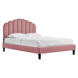 Daisy Performance Velvet Queen Platform Bed by Lefancy