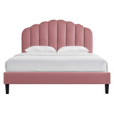 Daisy Performance Velvet Queen Platform Bed by Lefancy