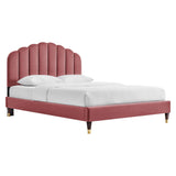 Daisy Performance Velvet Queen Platform Bed by Lefancy