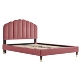 Daisy Performance Velvet Queen Platform Bed by Lefancy