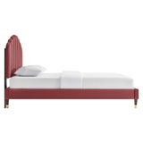 Daisy Performance Velvet Queen Platform Bed by Lefancy