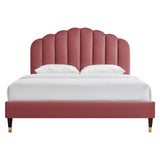 Daisy Performance Velvet Queen Platform Bed by Lefancy