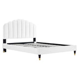 Daisy Performance Velvet Queen Platform Bed by Lefancy