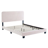 Celine Channel Tufted Performance Velvet Twin Platform Bed by Lefancy