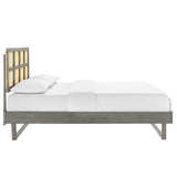 Sidney Cane and Wood Queen Platform Bed With Angular Legs by Lefancy