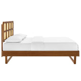 Sidney Cane and Wood Queen Platform Bed With Angular Legs by Lefancy