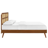 Sidney Cane and Wood Queen Platform Bed With Splayed Legs by Lefancy