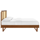 Kelsea Cane and Wood Queen Platform Bed With Angular Legs by Lefancy