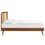 Kelsea Cane and Wood Queen Platform Bed With Splayed Legs by Lefancy