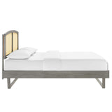 Sierra Cane and Wood Queen Platform Bed With Angular Legs by Lefancy