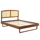 Sierra Cane and Wood Queen Platform Bed With Angular Legs by Lefancy