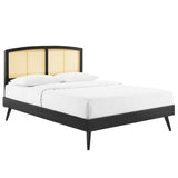 Sierra Cane and Wood Queen Platform Bed With Splayed Legs by Lefancy