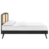 Sierra Cane and Wood Queen Platform Bed With Splayed Legs by Lefancy