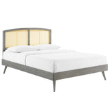 Sierra Cane and Wood Queen Platform Bed With Splayed Legs by Lefancy