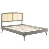 Sierra Cane and Wood Queen Platform Bed With Splayed Legs by Lefancy