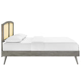 Sierra Cane and Wood Queen Platform Bed With Splayed Legs by Lefancy