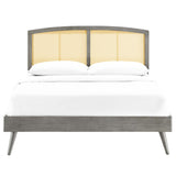 Sierra Cane and Wood Queen Platform Bed With Splayed Legs by Lefancy