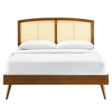 Sierra Cane and Wood Queen Platform Bed With Splayed Legs by Lefancy