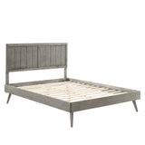 Alana Wood Queen Platform Bed With Splayed Legs by Lefancy