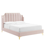 Daniella Performance Velvet Queen Platform Bed by Lefancy