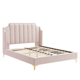 Daniella Performance Velvet Queen Platform Bed by Lefancy