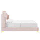 Daniella Performance Velvet Queen Platform Bed by Lefancy