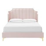 Daniella Performance Velvet Queen Platform Bed by Lefancy