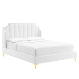 Daniella Performance Velvet Queen Platform Bed by Lefancy