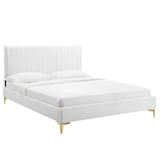 Peyton Performance Velvet Queen Platform Bed by Lefancy