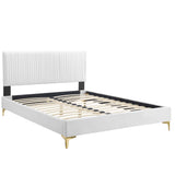 Peyton Performance Velvet Queen Platform Bed by Lefancy