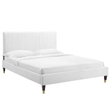 Peyton Performance Velvet Queen Platform Bed by Lefancy