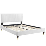 Peyton Performance Velvet Queen Platform Bed by Lefancy