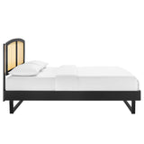 Sierra Cane and Wood King Platform Bed With Angular Legs by Lefancy