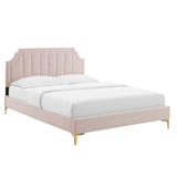 Sienna Performance Velvet Queen Platform Bed by Lefancy