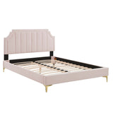 Sienna Performance Velvet Queen Platform Bed by Lefancy